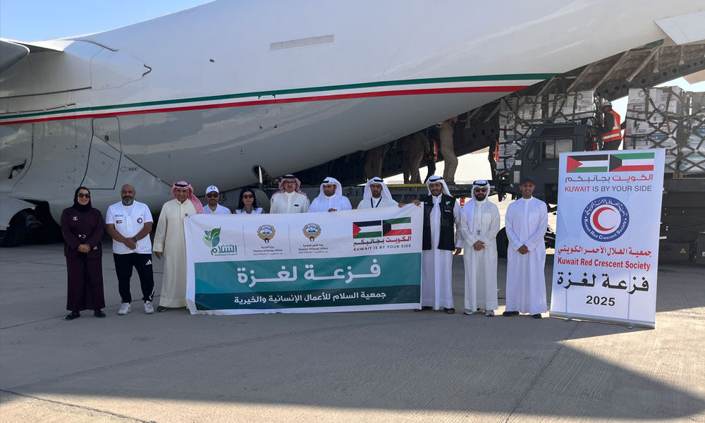 إقلاع الطائرة التاسعة من الجسر الجوي الكويتي الثاني محملة بـ40 طنا من المساعدات لإغاثة غزة