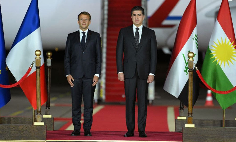 ماكرون ورئيس كردستان العراق يدعوان إلى “احتواء فوري للتصعيد” في سوريا