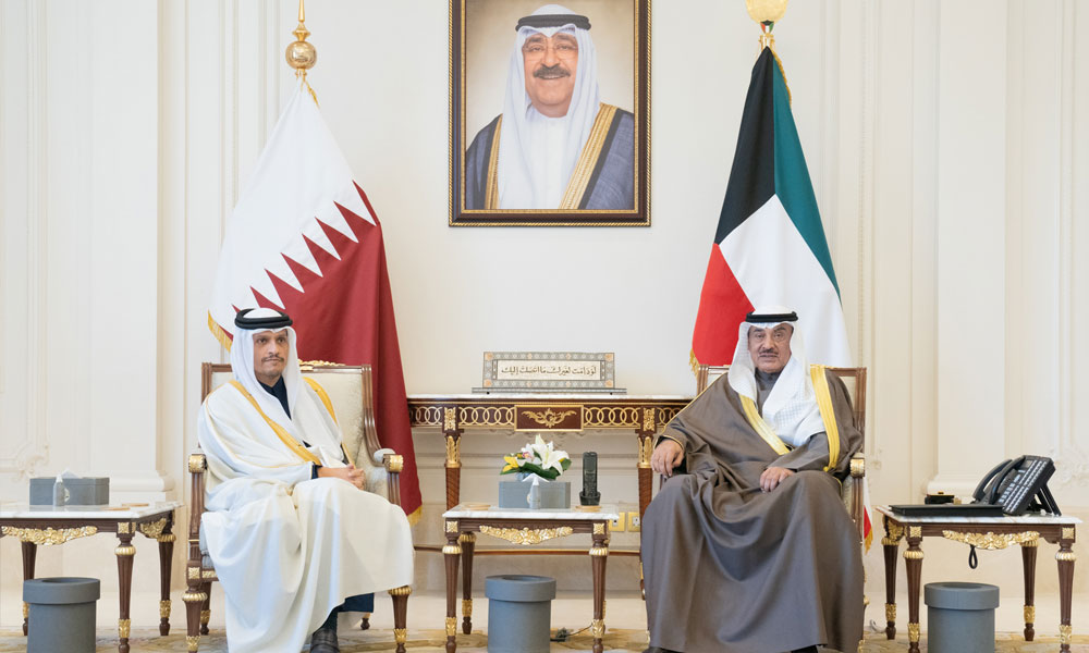 سمو ولي العهد يستقبل رئيس مجلس الوزراء وزير الخارجية القطري بمناسبة زيارته الرسمية للبلاد
