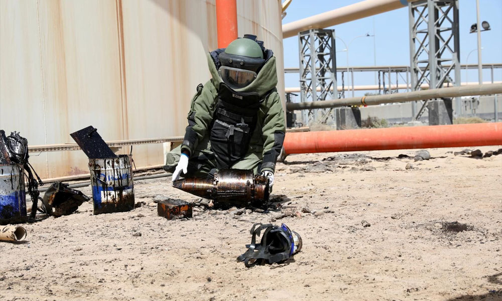 الحرس الوطني: تدمير أجزاء رأس حربي لطائرة مسيرة سقط في خزان وقود “دون وقوع إصابات بشرية”