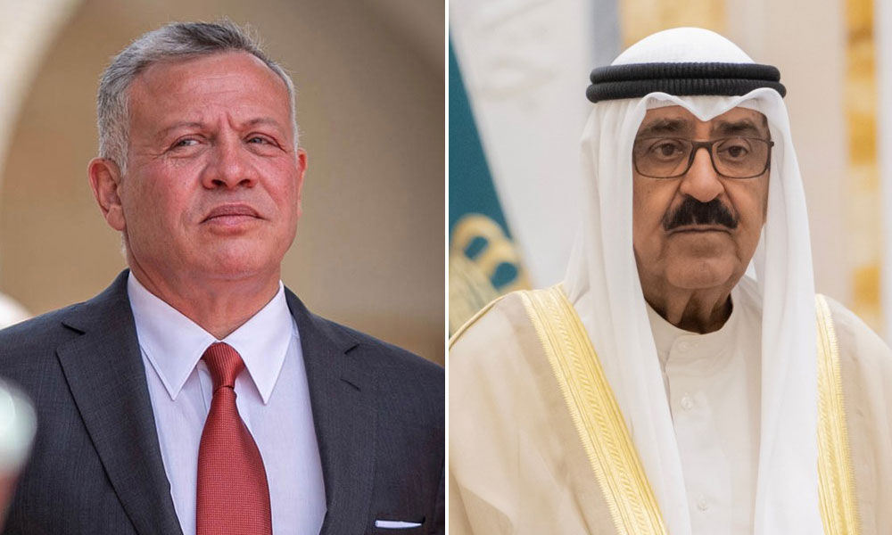 سمو أمير البلاد يعزي ملك الأردن بضحايا الهجوم الذي استهدف كنيسة في محافظة الكرك